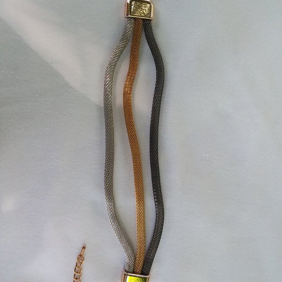 Bracelet 3 Strand/Color Coil Spring Gold Silver Gun Metal/Black 7.5" 7 1/2" - Picture 3 of 11